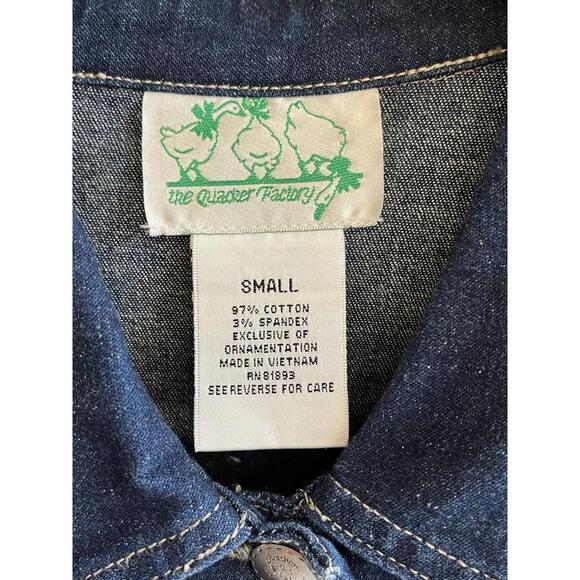 Vintage The Quacker Factory Denim Jean Jacket Star Embellishment Rhinestones Sm - Picture 2 of 6
